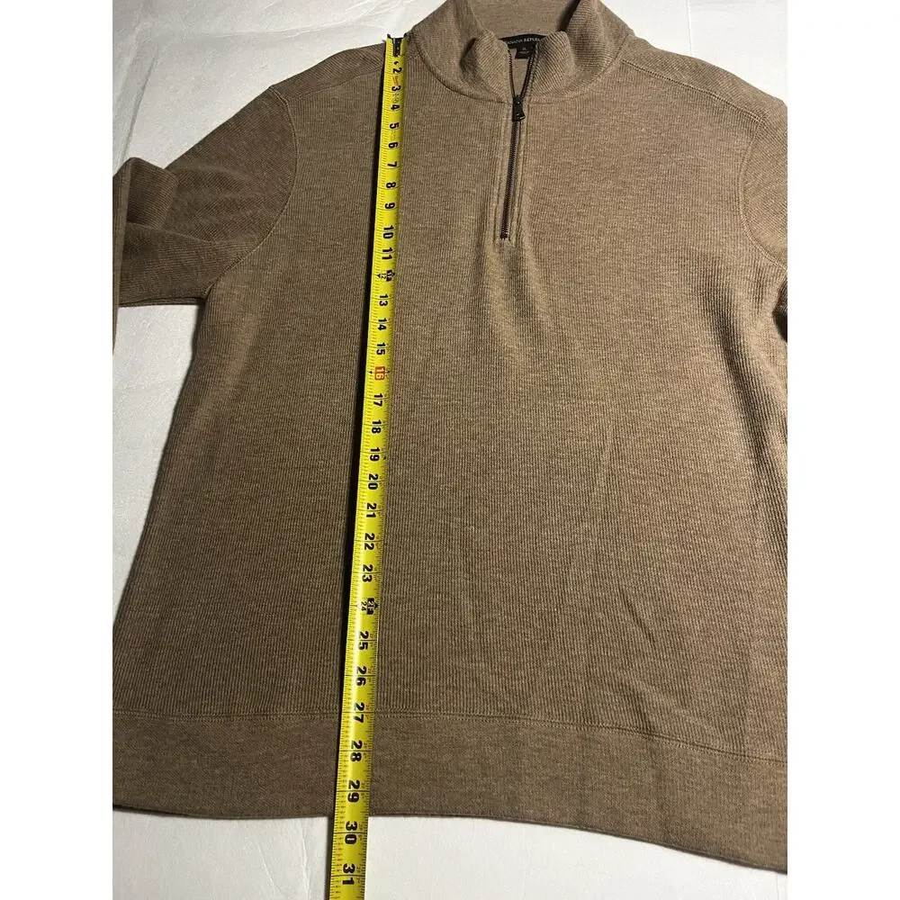 Banana Republic Men’s XL Quarter Zip Pullover Sweater Tan Waffle Knit Mock Neck